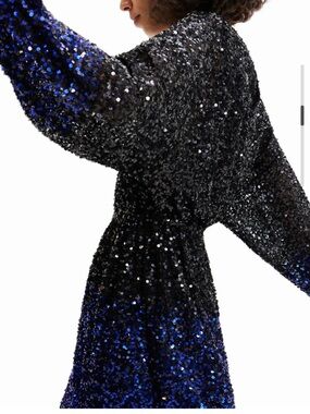 Desigual Black and Blue Sequin Tunic Top